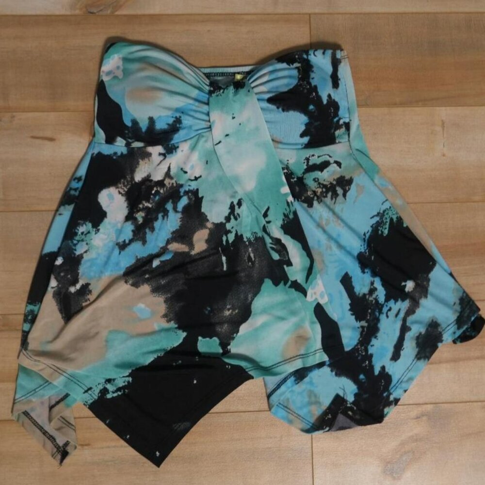 🌊 Y2K Aqua Marble Tube Top – Size S 🌊